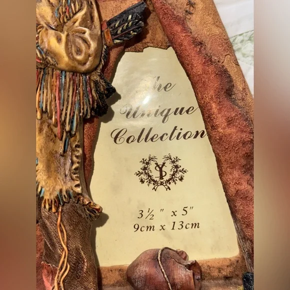 Native American Chief Photo Frame Rustic Southwestern Lodge Decor Teepee 3.5x5 - Picture 2 of 9